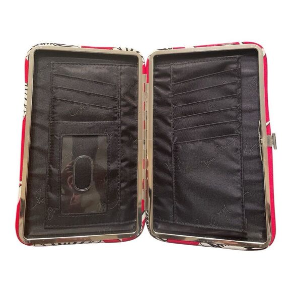 Vera Bradley Deco Daisy Red Black White Pushlock Hard-sided Wallet - Picture 3 of 9